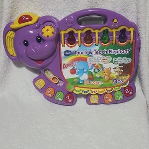 Purple and Yellow Learning Elephant Toy with Interactive Features